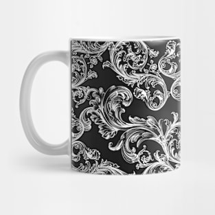 Vintage Bohemian Art Floral Pattern - Black and White Mug